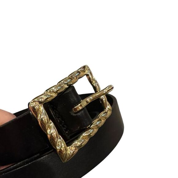 J.Crew Womens Classic Italian Leather Belt Twisted Buckle Black M - Picture 5 of 7